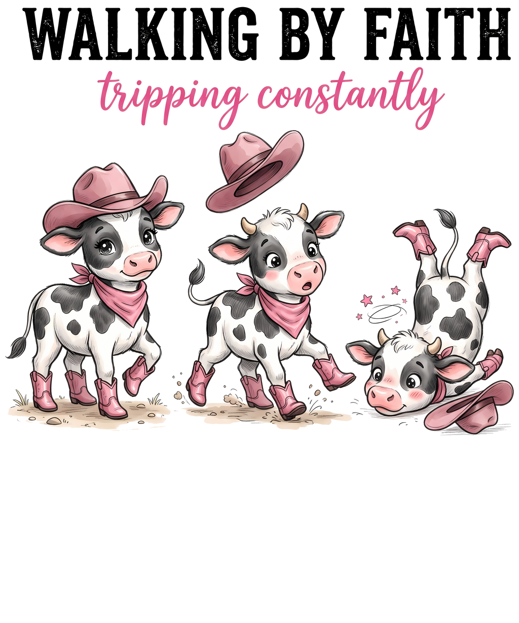 Walking by Faith Tripping Constantly T-Shirt – Funny Christian Tee DTF Print