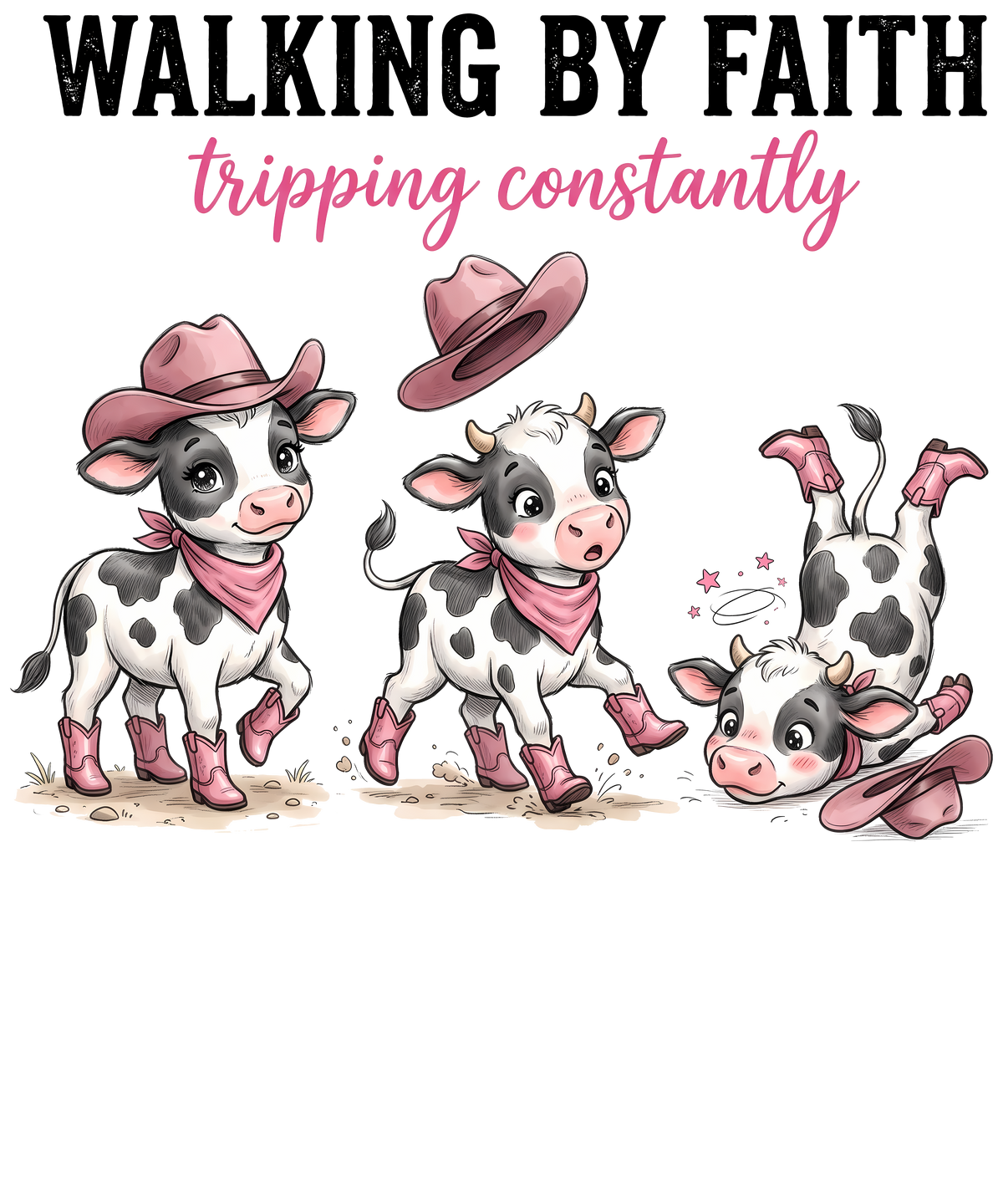 Walking by Faith Tripping Constantly T-Shirt – Funny Christian Tee DTF Print
