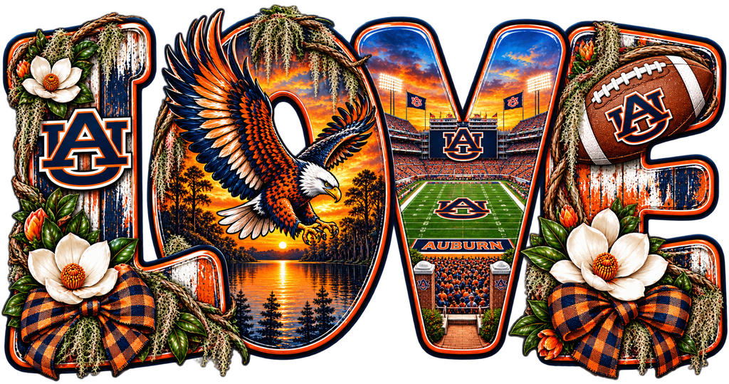 Love Auburn T-Shirt – Rustic Football Game Day Design | DTF Print