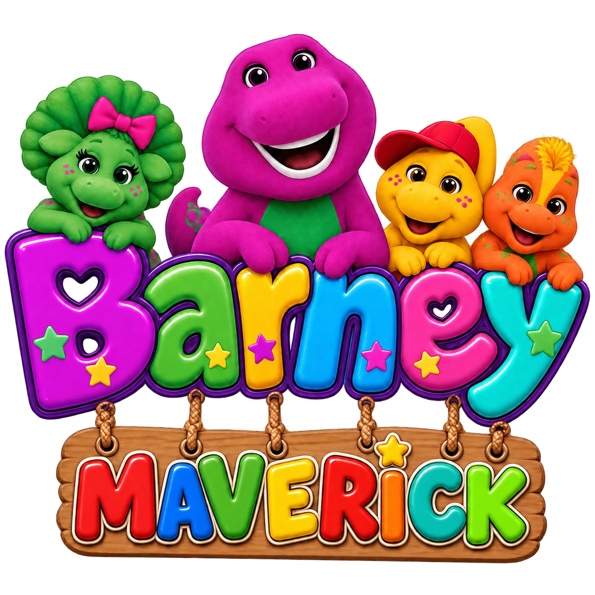 Barney & Friends Maverick Toddler T-Shirt – Colorful Dinosaur Name Design | DTF Print