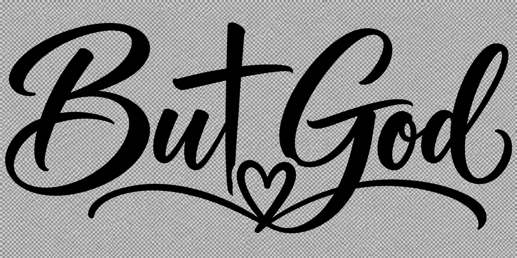 But God Decal – Christian Cross & Center Heart Design | White 5 × 2 Inch