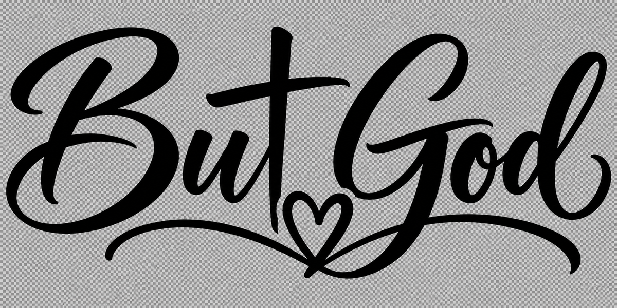 But God Decal – Christian Cross & Center Heart Design | White 5 × 2 Inch
