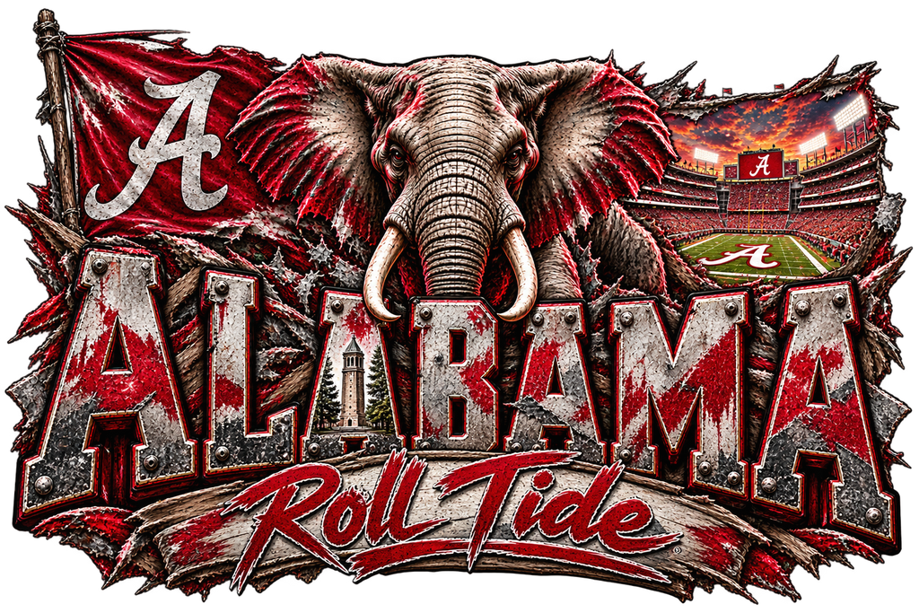 Alabama Roll Tide T-Shirt – Elephant Football Game Day Design | DTF Print