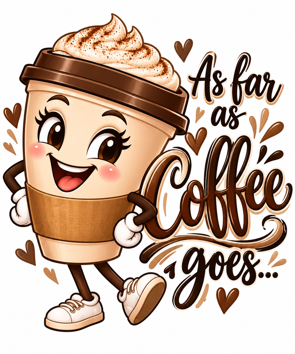 As Far as Coffee Goes T-Shirt – Cute Coffee Lover Design | DTF Print