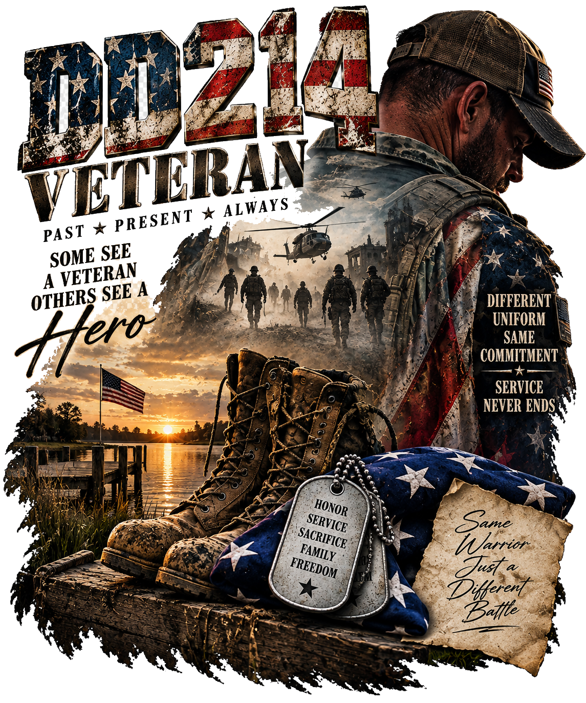 DD214 Veteran T-Shirt – Service Pride Graphic | DTF Print