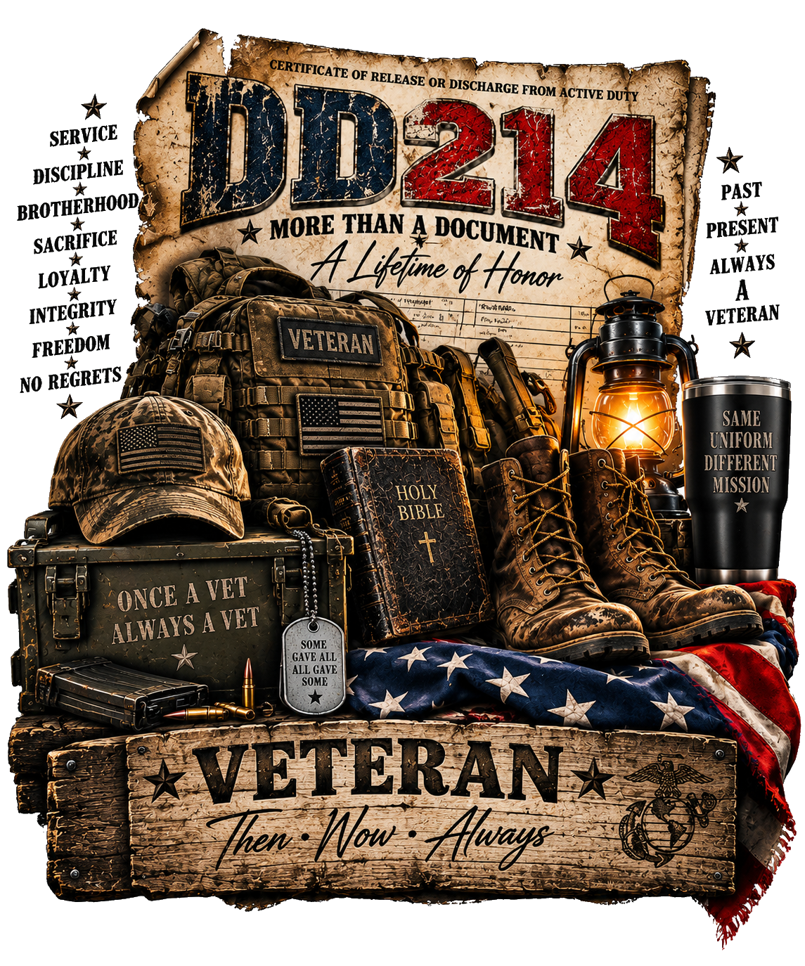 DD214 Veteran T-Shirt – Veteran Honor Graphic | DTF Print