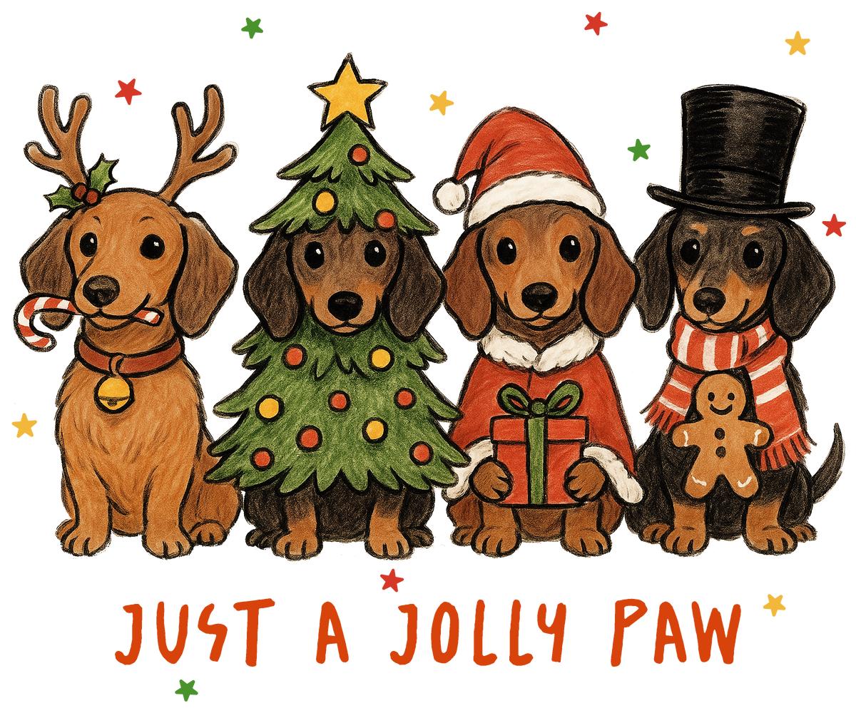 Dachshund Christmas T-Shirt – Cute Weenie Dog Holiday DTF Print