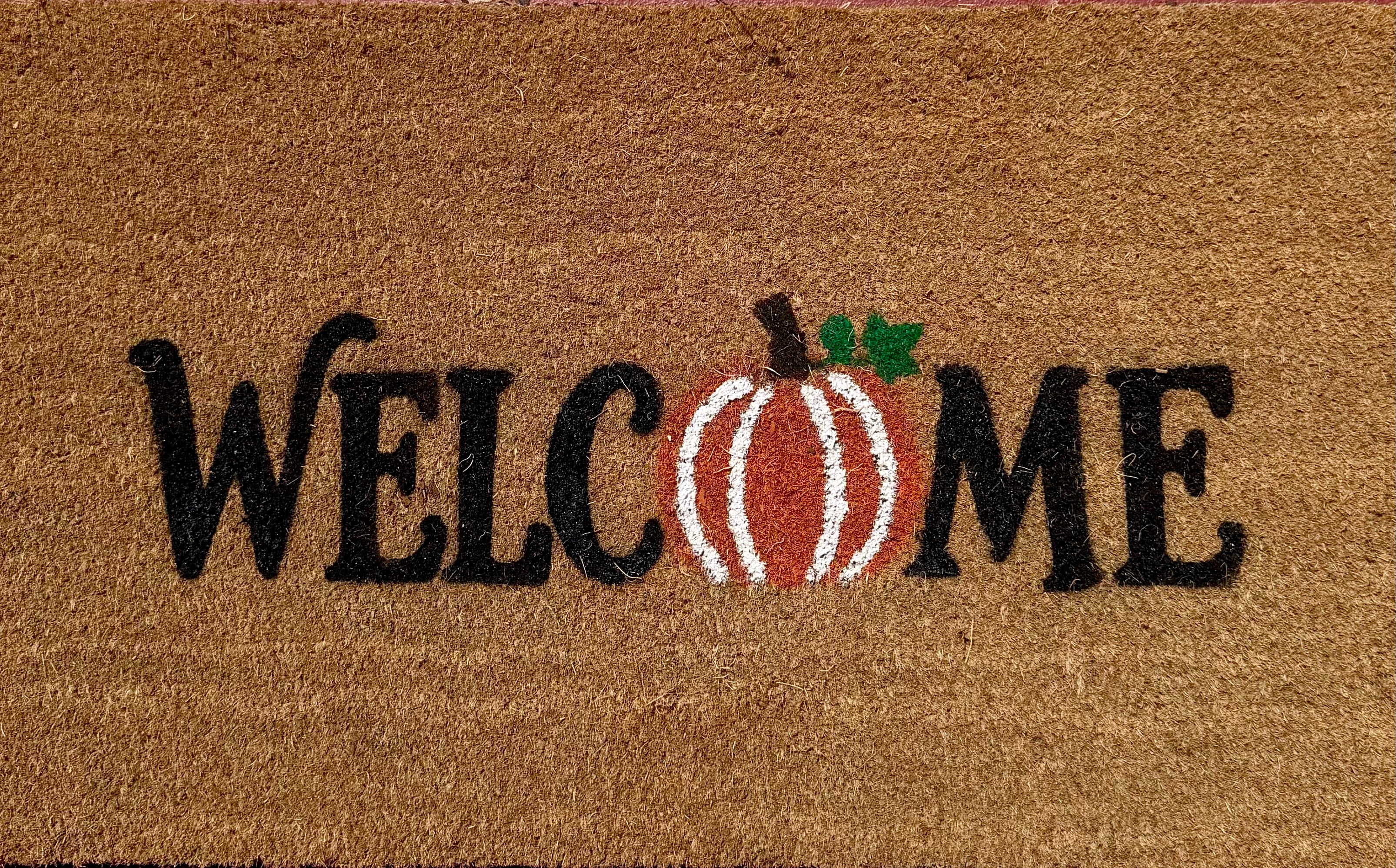Orange Pumpkin Welcome Coir Door Mat