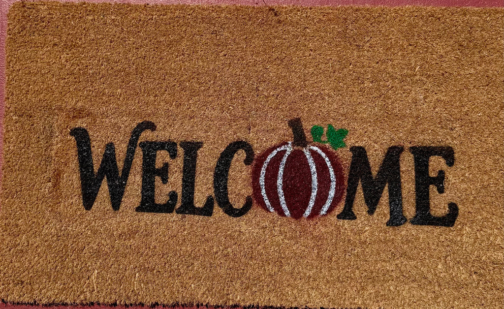 Burgundy Pumpkin Welcome Coir Door Mat