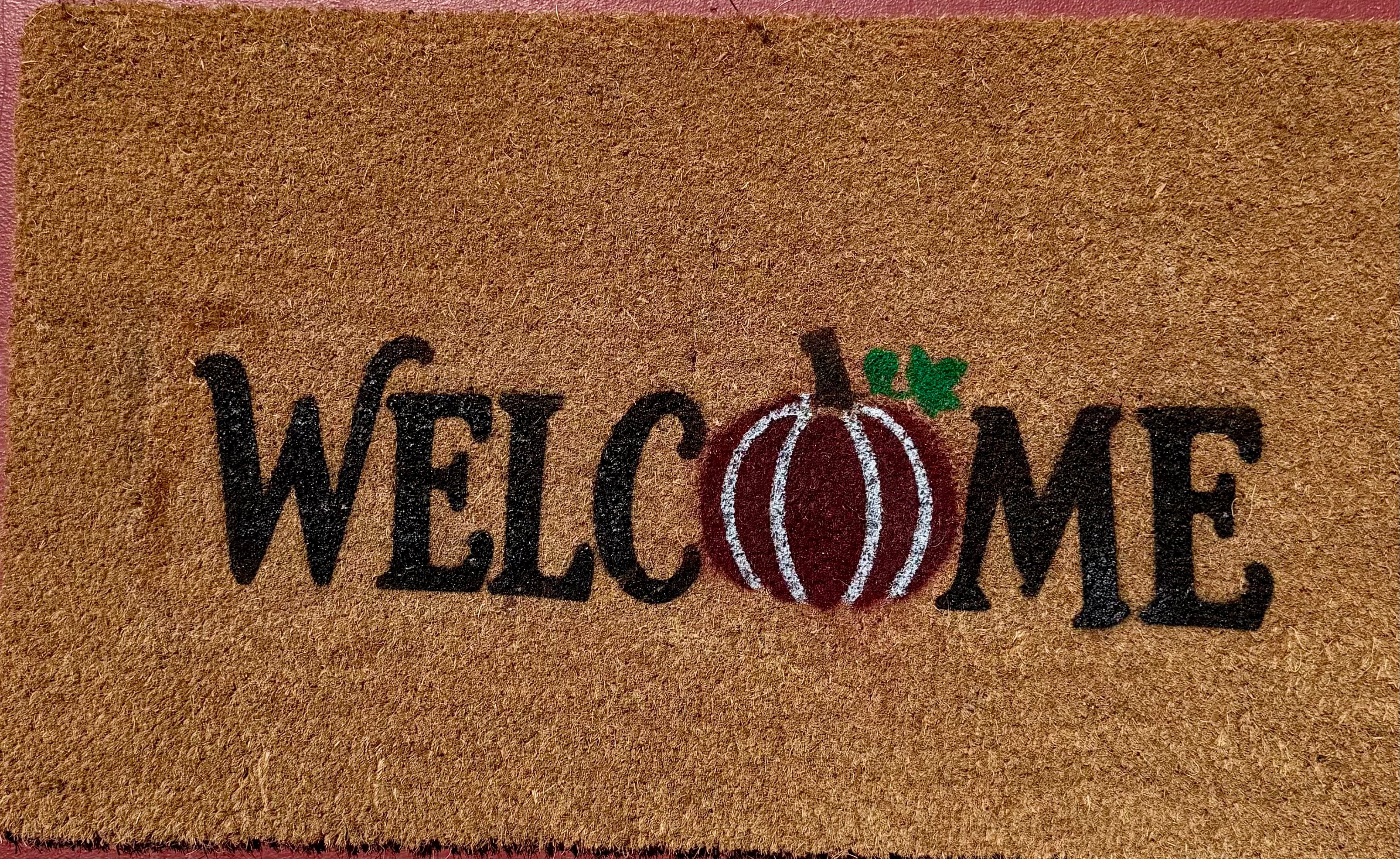 Burgundy Pumpkin Welcome Coir Door Mat