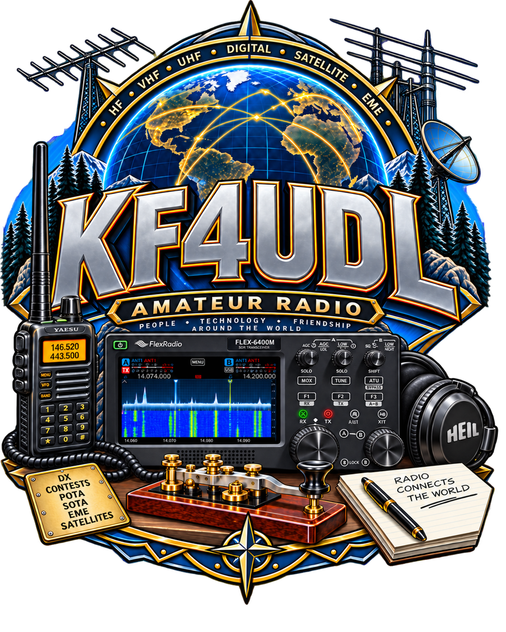 KF4UDL Amateur Radio T-Shirt – DTF Print
