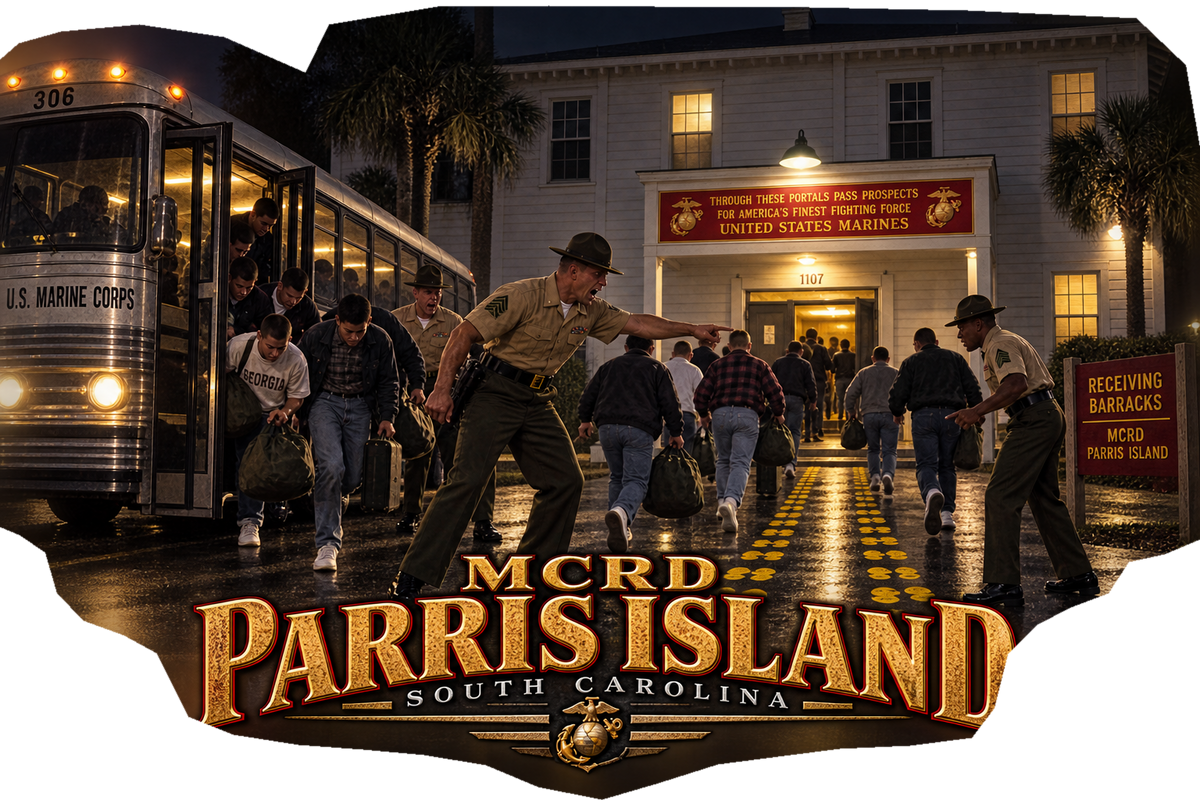 Receiving Parris Island T-Shirt – USMC Military Graphic | DTF Print