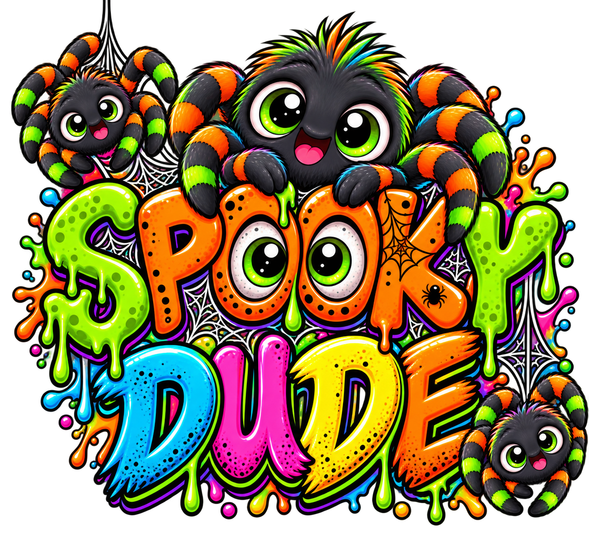 Spooky Dude Toddler T-Shirt – Colorful Spider Halloween Design | DTF Print
