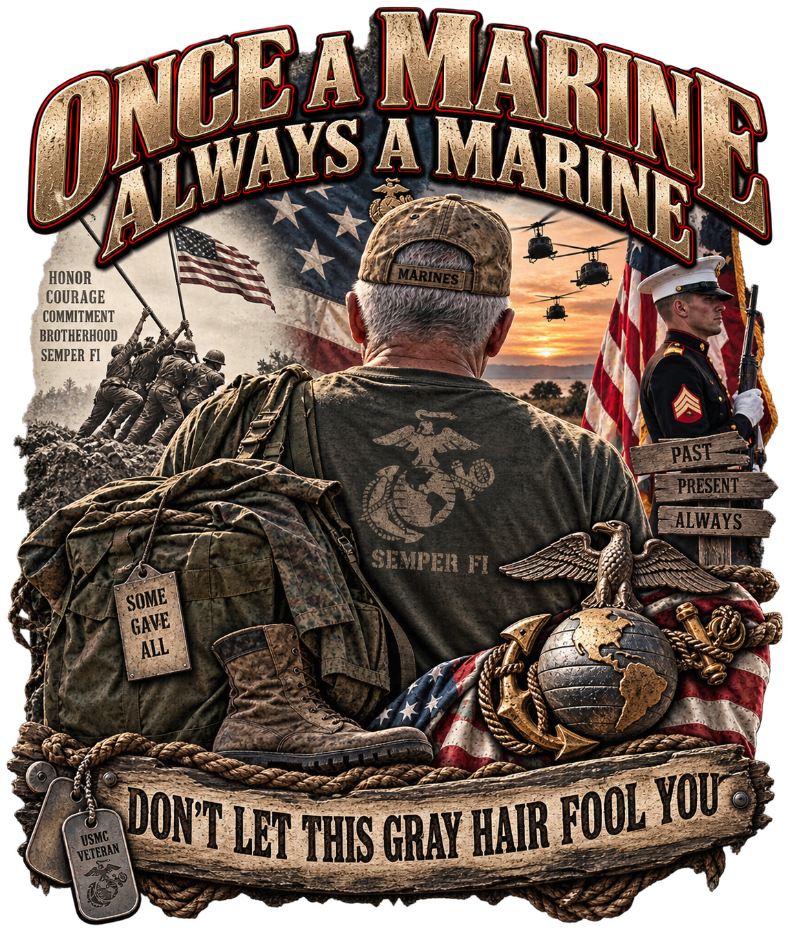 Once a Marine T-Shirt – USMC Military Graphic | DTF Print