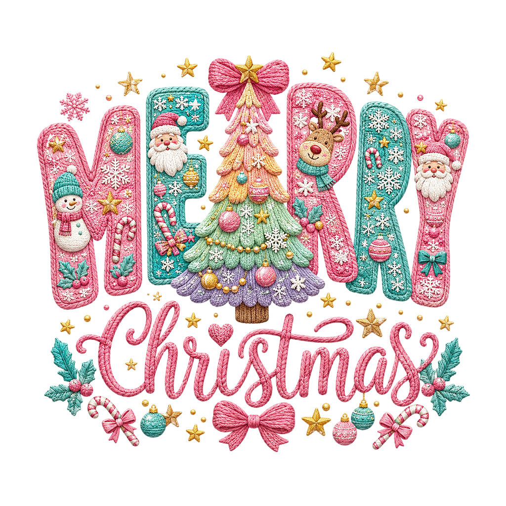 Merry Christmas Whimsical T-Shirt – Festive Holiday DTF Print