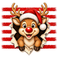 Rudolph Busting Through Wall T-Shirt – Funny Christmas DTF Print