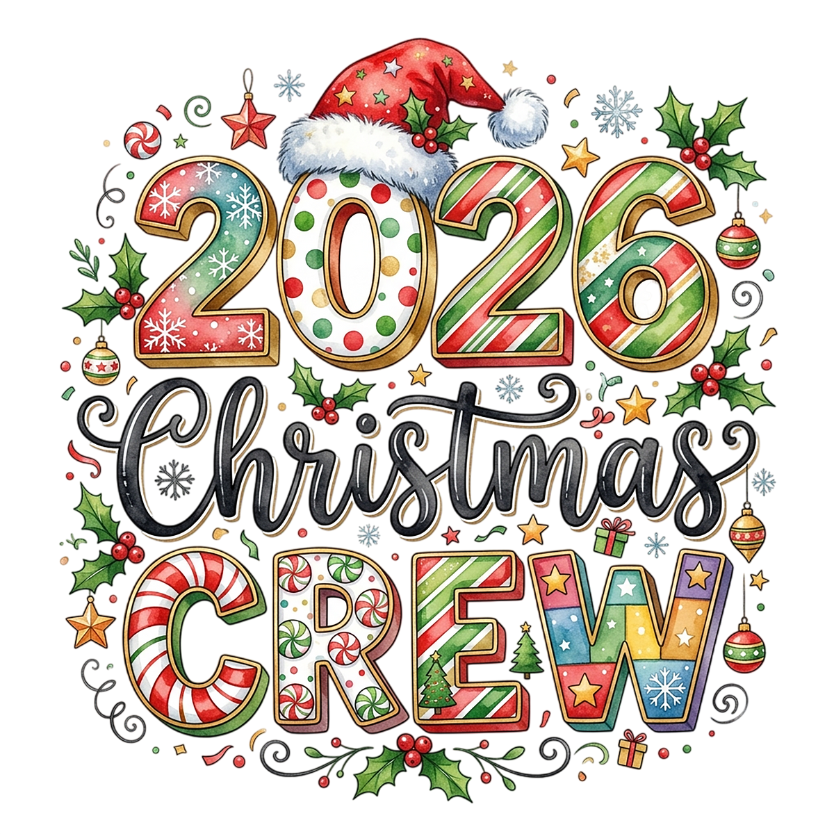 2026 Christmas Crew T-Shirt – Matching Holiday Group DTF Print