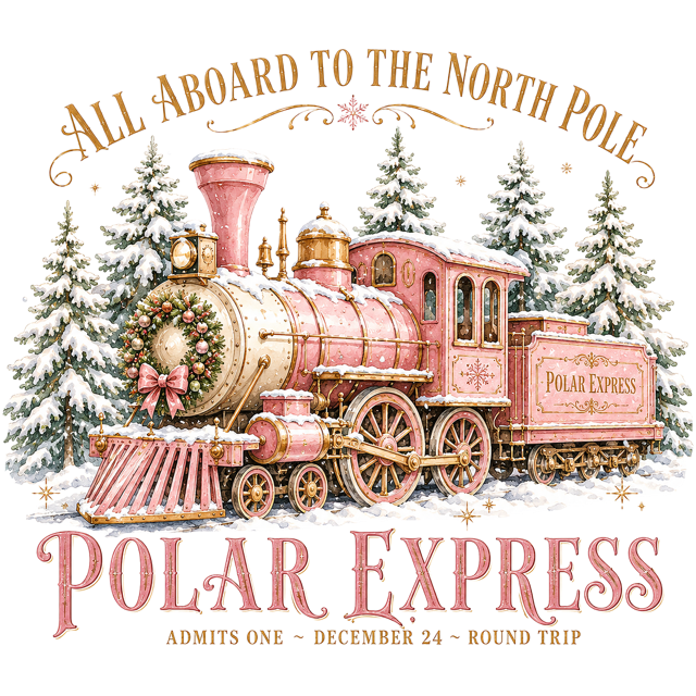 Polar Express Pink T-Shirt – Cute Christmas Holiday DTF Print