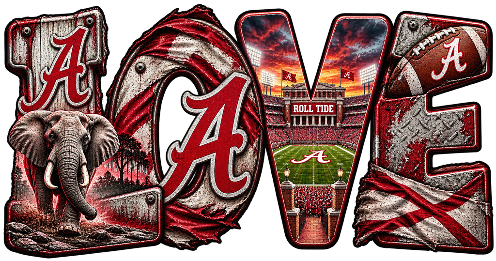 Love Alabama T-Shirt – Distressed Elephant & Stadium Game Day Design | DTF Print