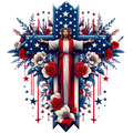Stars and Stripes Cross T-Shirt – Patriotic Christian Faith DTF Print