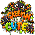 Creepin’ It Cute Toddler T-Shirt – Colorful Spider Halloween Design | DTF Print