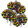 Cute Spider Left-Chest T-Shirt Design – Colorful Halloween Trio | DTF Print