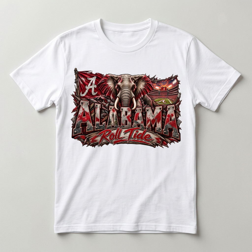 Alabama elephant T-shirt flat-lay mockup