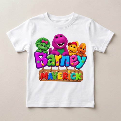 Barney Maverick toddler T-shirt flat-lay mockup