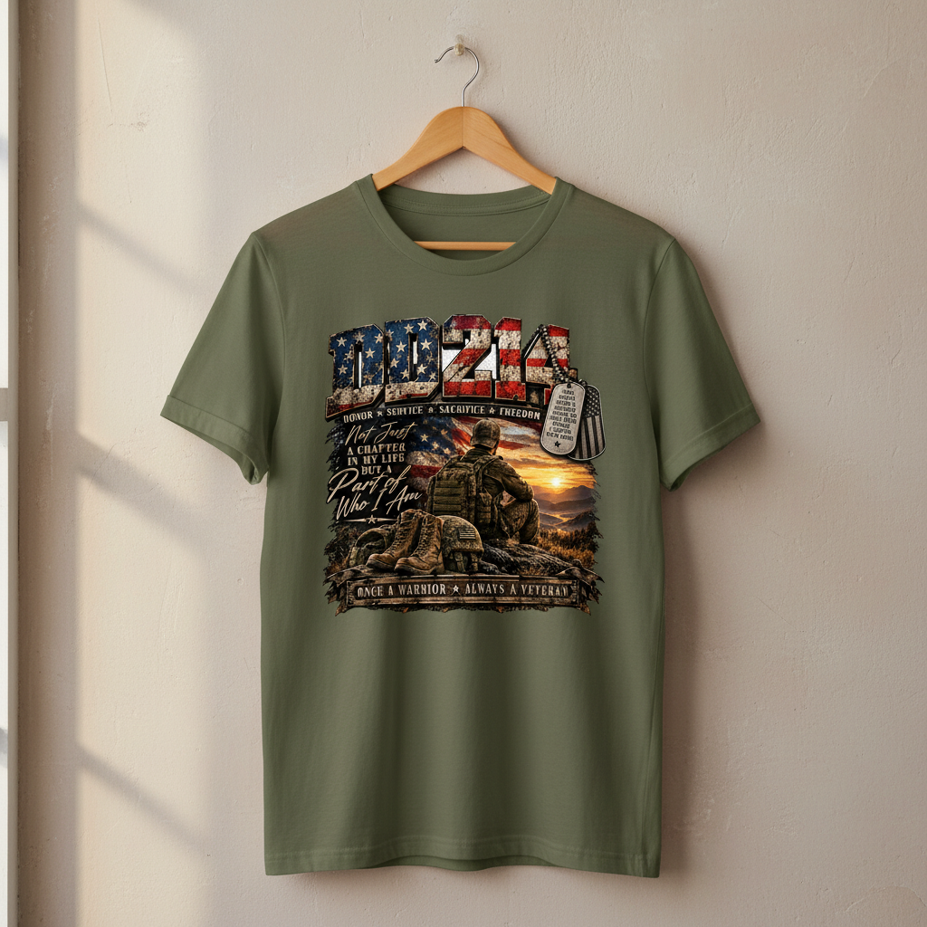 DD214 Military Pride, olive on hanger