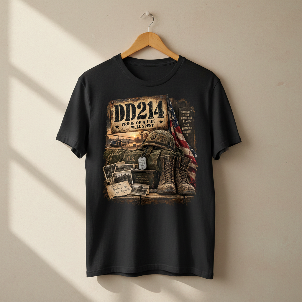 DD214 Military Service Pride, black on hanger
