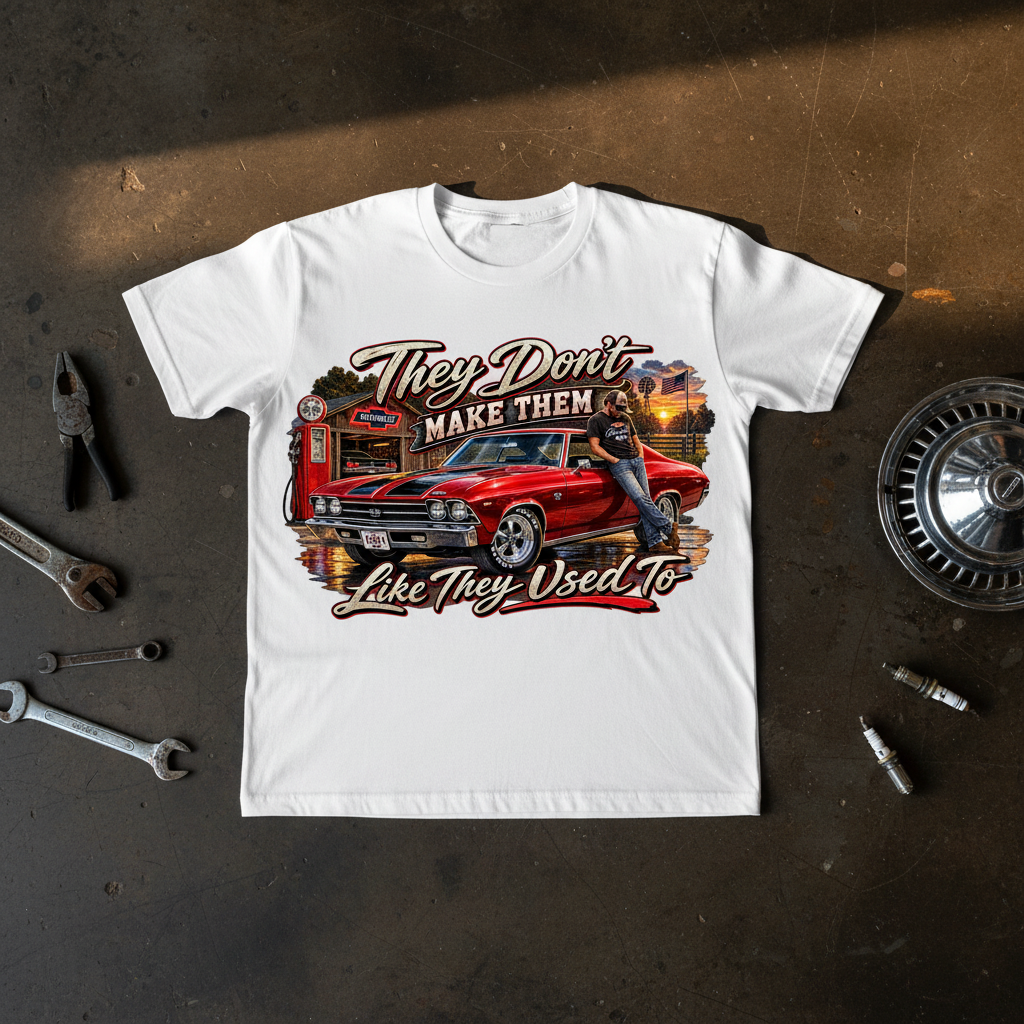 Chevelle SS Classic Car T-Shirt lifestyle flat lay