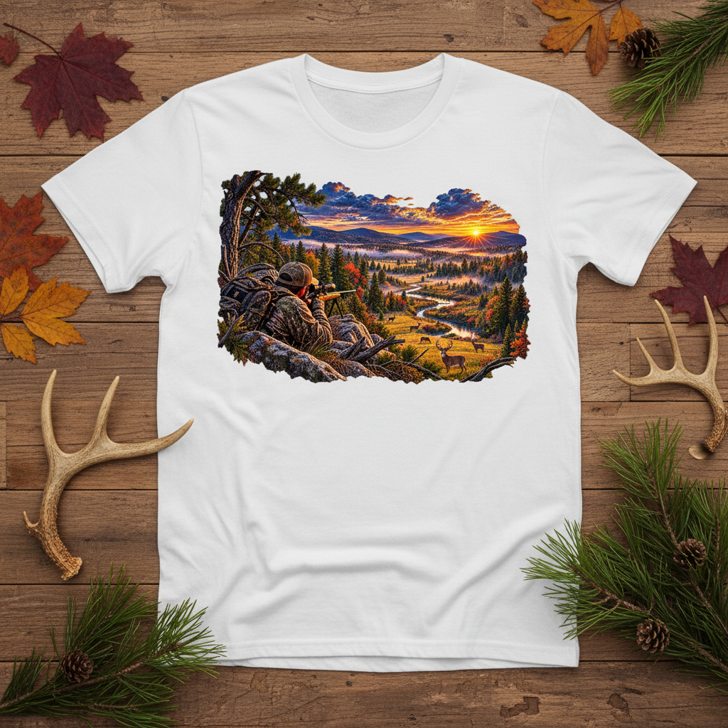 Deer Hunting T-Shirt lifestyle flat lay