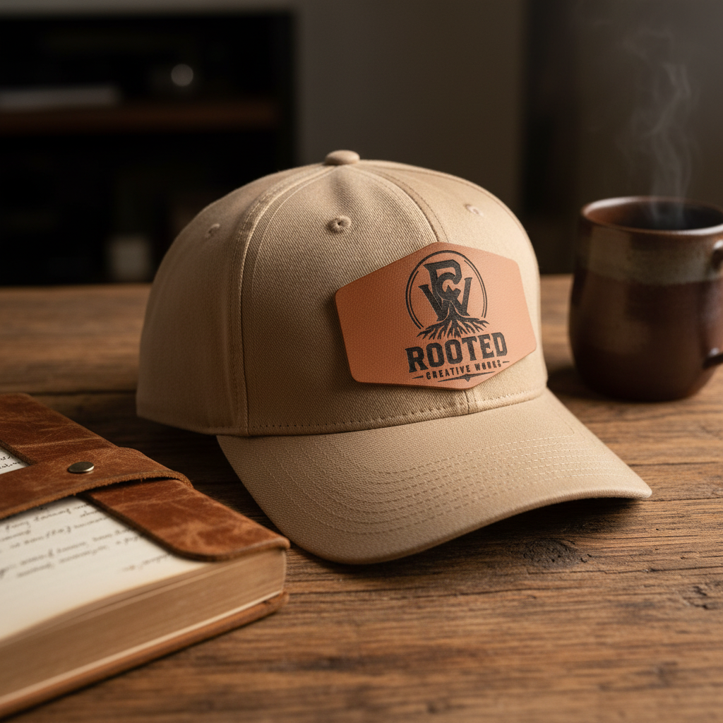 Custom Laser Engraved Leather Patch Hat lifestyle photo