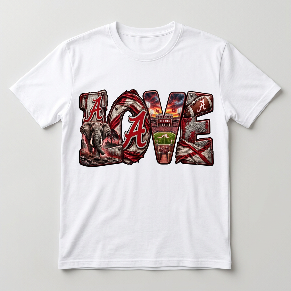 Love Alabama T-shirt flat-lay mockup