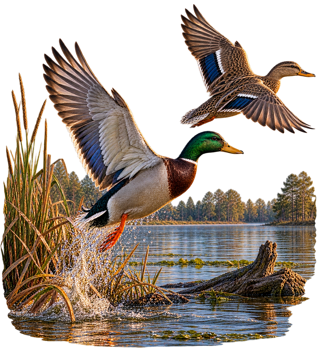 Flying Mallards T-Shirt – Duck Hunting Waterfowl DTF Print
