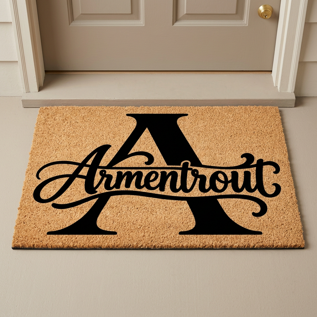 Personalized Armentrout coir doormat mockup