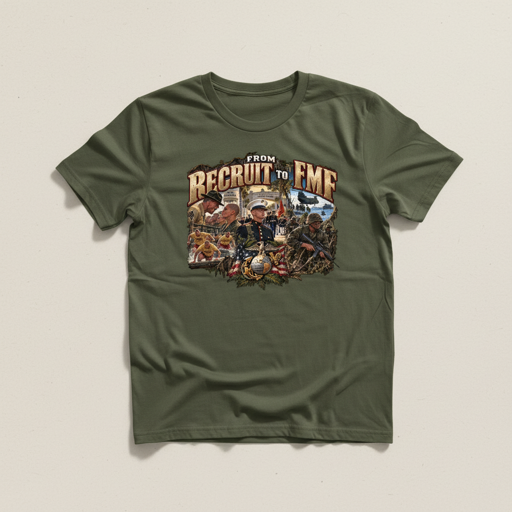 Recruit to FMF, olive flat lay