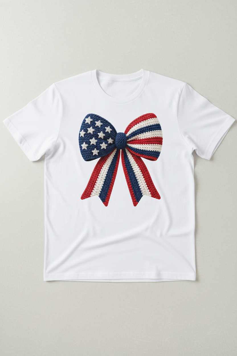 Red White Blue Bow Flat Lay