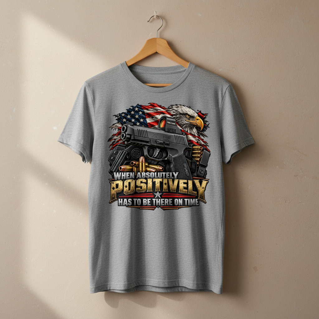 Sig Sauer shirt mockup, heather gray on hanger