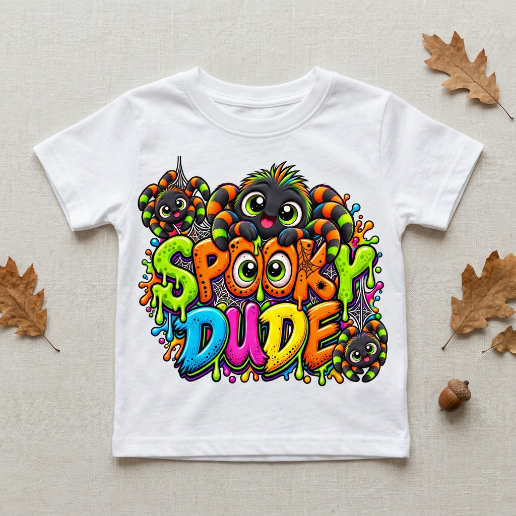 Spooky Dude toddler T-shirt flat-lay mockup