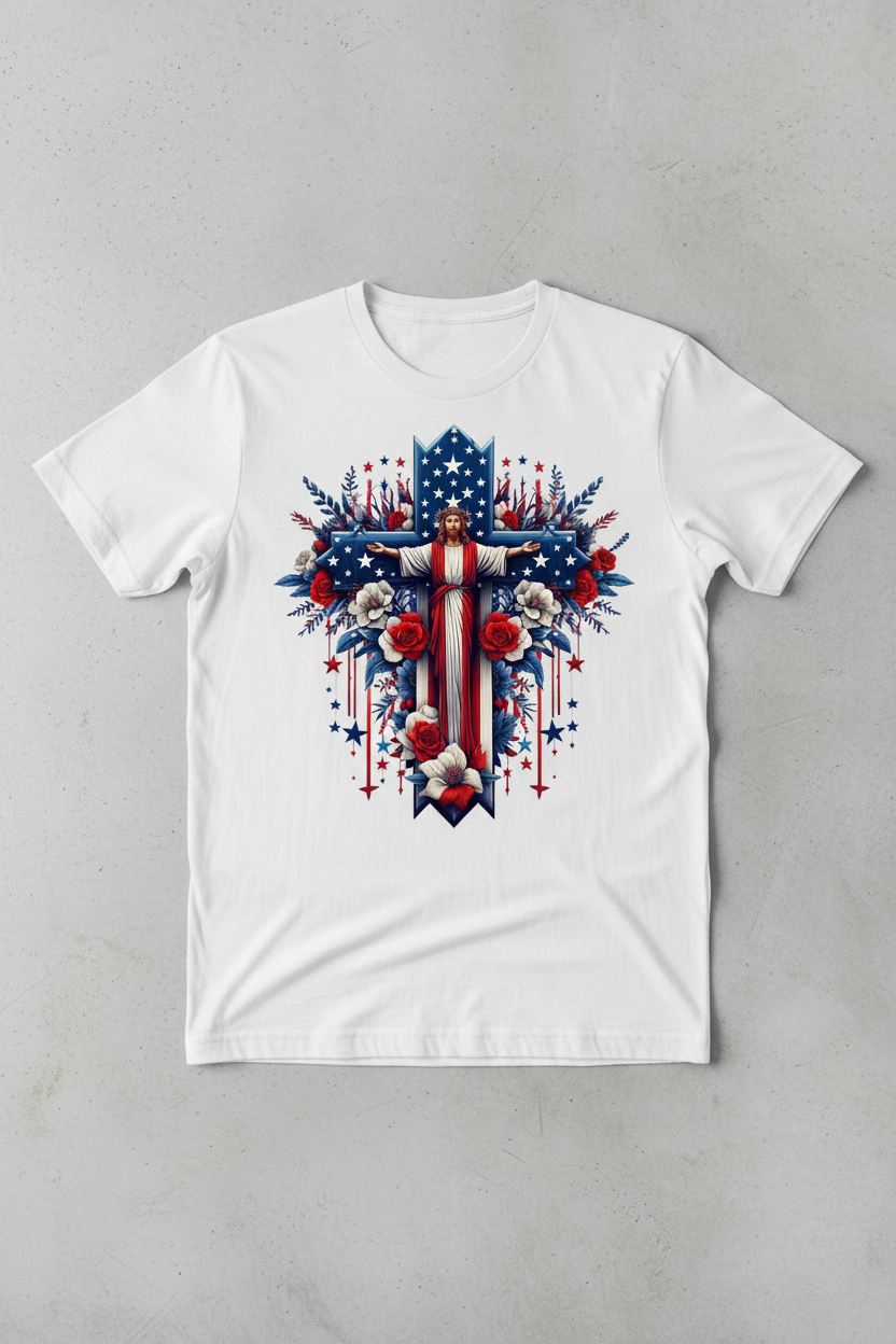 Stars and Stripes Cross Flat Lay