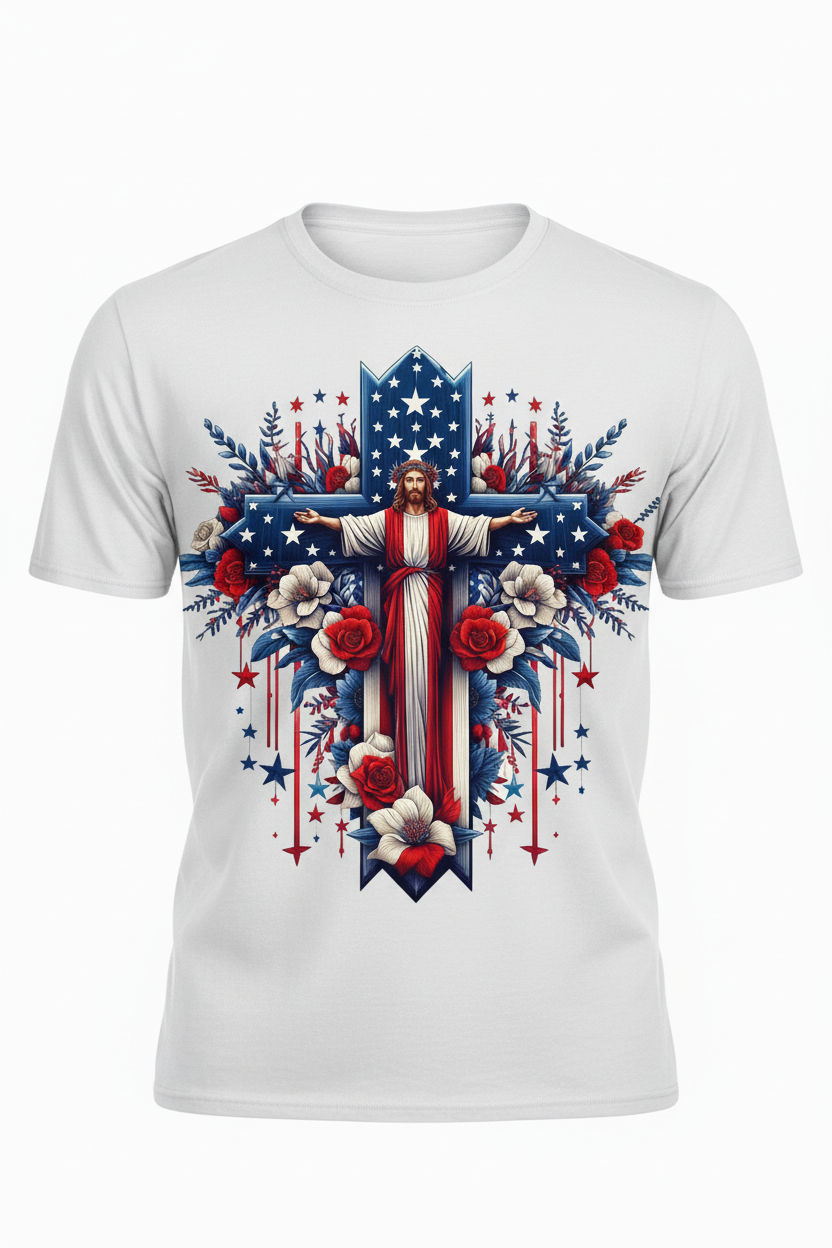 Stars and Stripes Cross Ghost Mannequin
