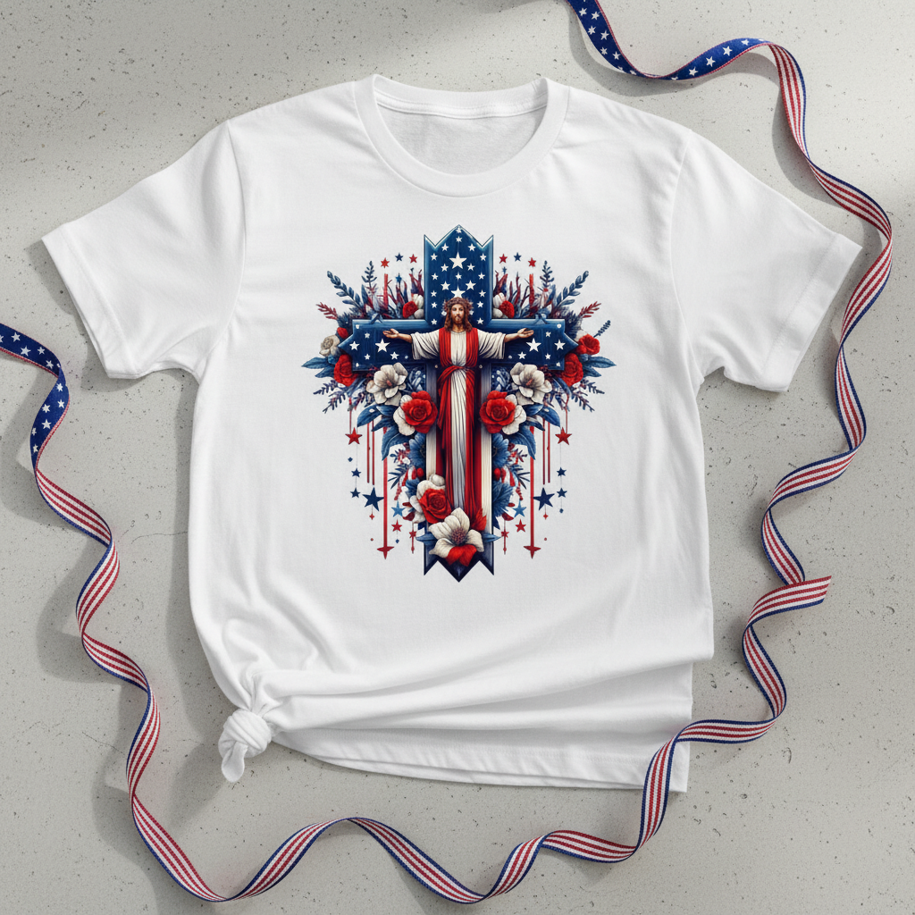 Stars Stripes Cross Flat Lay