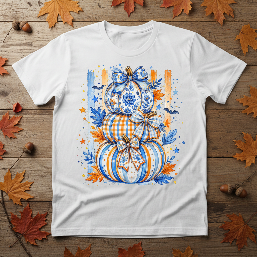 Striped Pumpkins Flat Lay