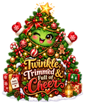 Twinkle, Trimmed & Full of Cheer T-Shirt – Cute Christmas Tree DTF Print